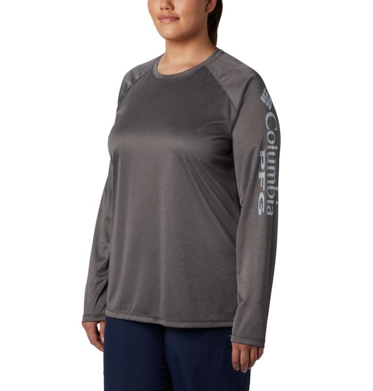 Columbia PFG Tidal Tee Heather Long Sleeve Gensere Dame Mørke Grå | Plus Size 86421T